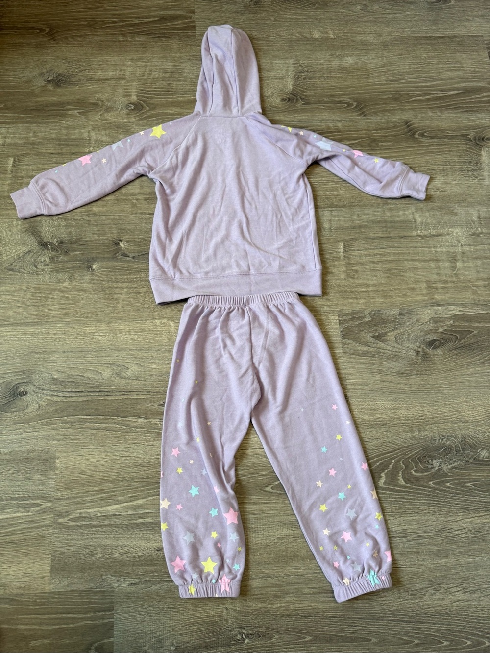 Chaser Lavender Star Print Kids Hoodie Jumpsuit with Pastel Stars - Picture 5 of 8